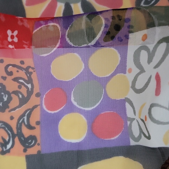 Vintage Country Calico Print Scarf Neck Square 20" x 20" 1970's - Picture 3 of 6